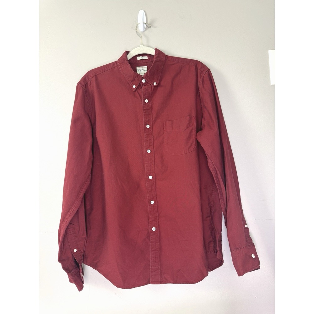 J Crew Men Large Button Down Shirt Slim Fit Long Sleeve Pima Cotton Preppy Urban